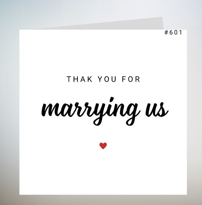 Thank You for Marrying Us Card. Wedding Thank You Card. 6x6