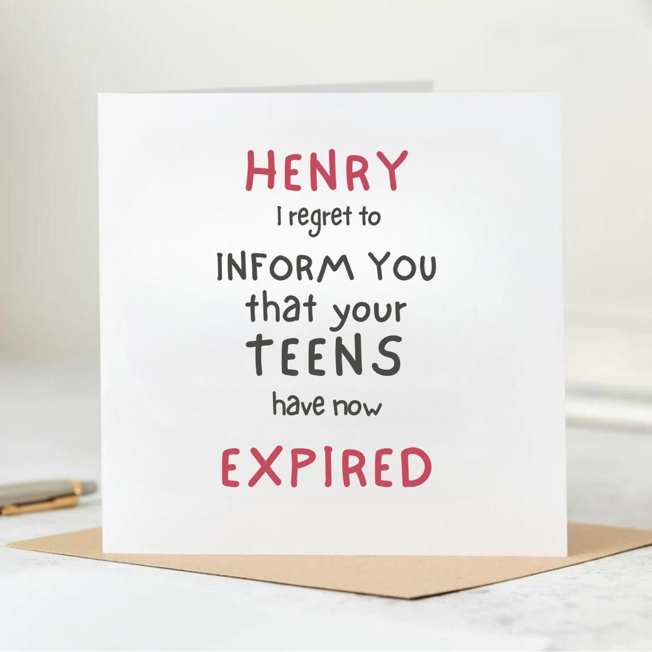 Funny 20th Birthday Card 'Your Teens Has Expired' 6x6