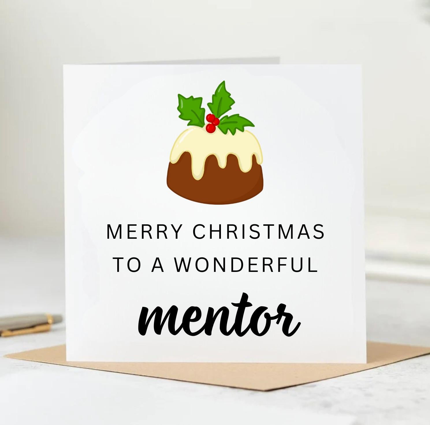 Wonderful Mentor Christmas Card, Personalised Card 6x6