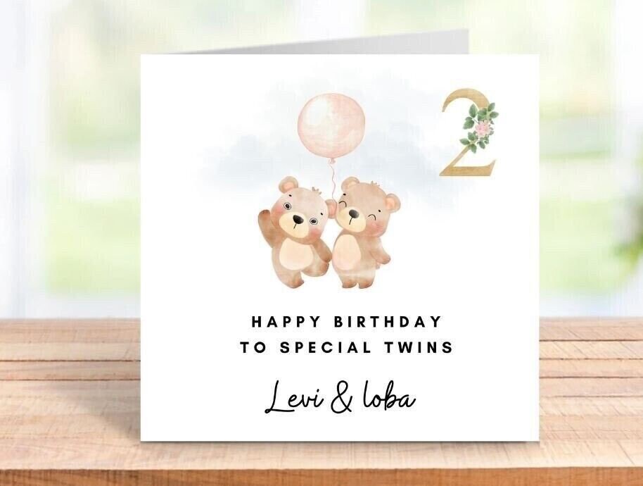 Personalised Twins Birthday Card , Happy Birthday Card For Twins 6x6