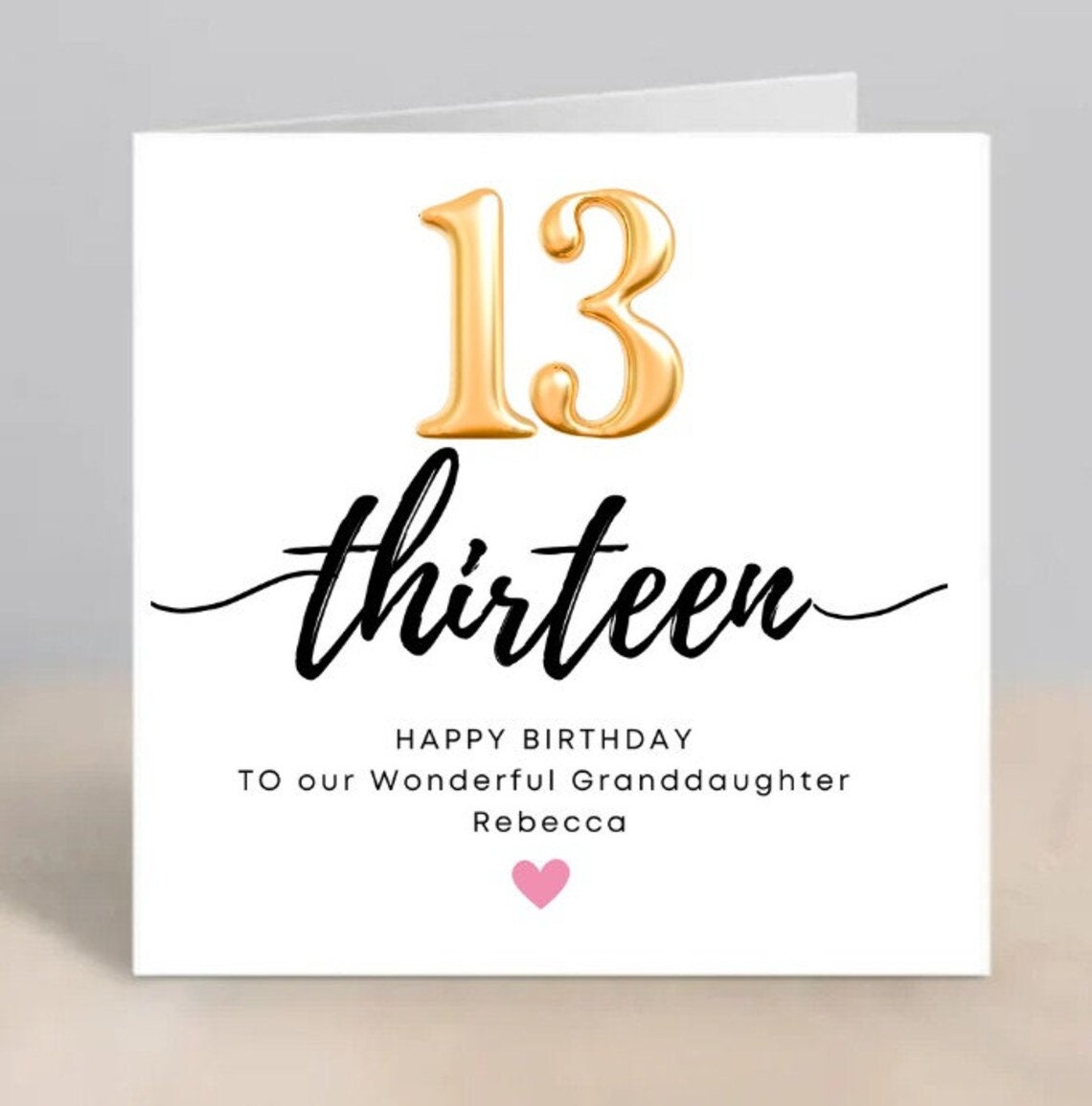 13th Birthday Card - Personalised Age 17 Card - Handmade and Customised for Her - Perfect for Daughter, Niece, Granddaughter or Friend 6x6