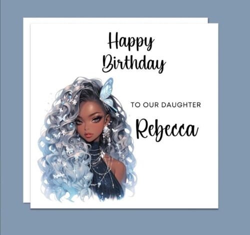 Cute Personalised Fashion Doll Card, Custom Printed Birthday Card, Wishing 6x6
