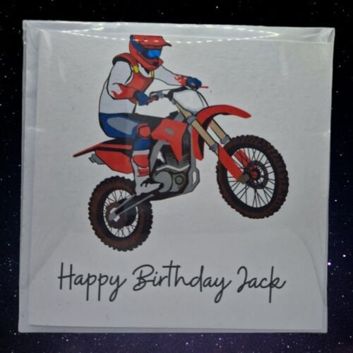 Personalised Birthday Card, Motocross Birthday Card, Happy Birthday Card, 6x6