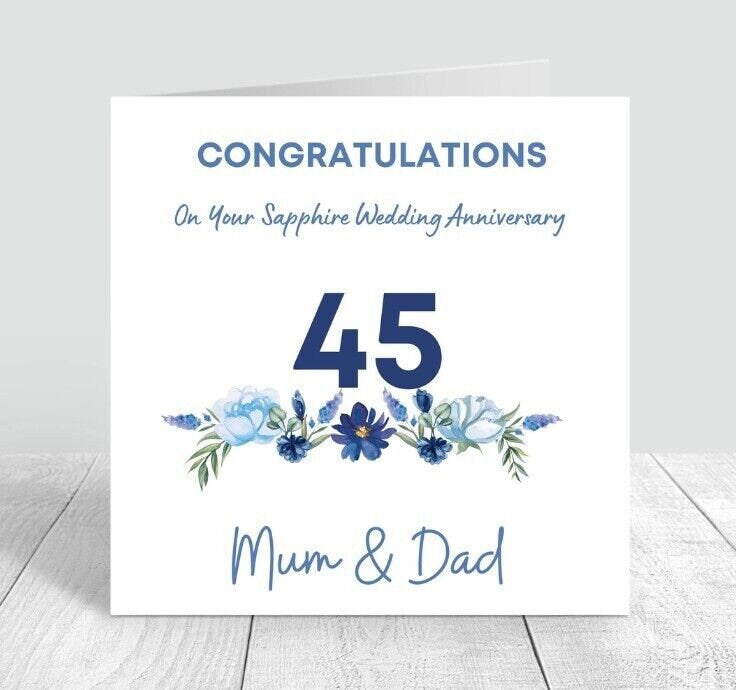 Congratulations On Your Sapphire Wedding Anniversary Card, Happy Anniversary 6x6