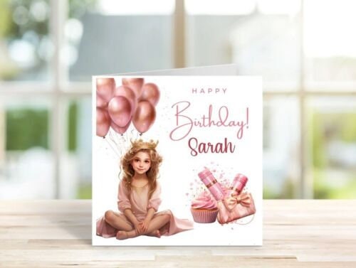 Personalised Birthday Card Girl Granddaughter Daughter Niece Goddaughter 6x6
