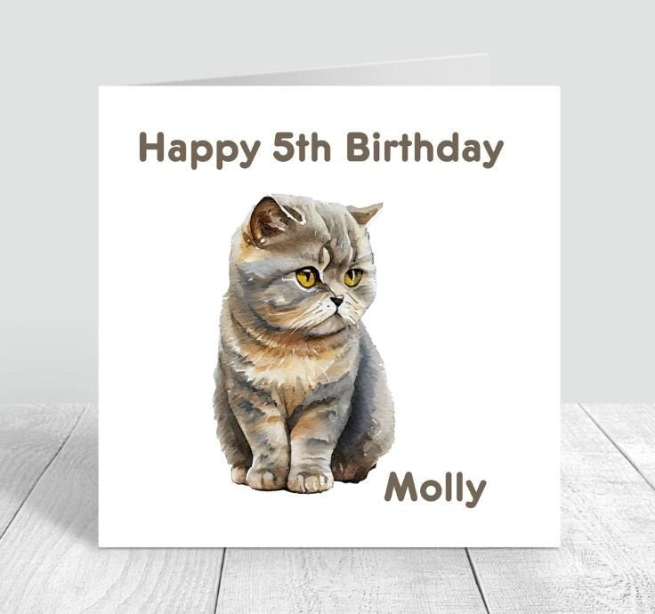 5th birthday Cat card / bengal cat birthday card // bengal cat gifts // cat birthday card // card from the cat / November birthday cards 6x6