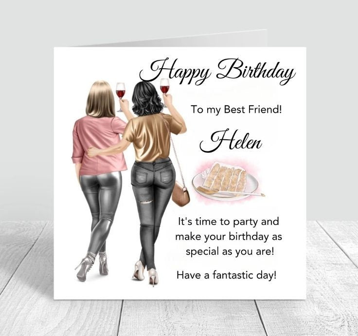 Personalised Best Friend Birthday Card, Bestie Birthday Card, Custom Best Friend Card, Friend Birthday Card , Best Friend Portrait 6x6