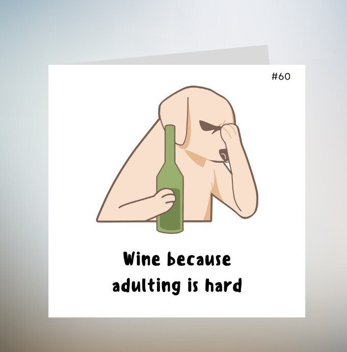 Personalised Wine Drinker Birthday Card | Funny Wino Dino Card 6x6