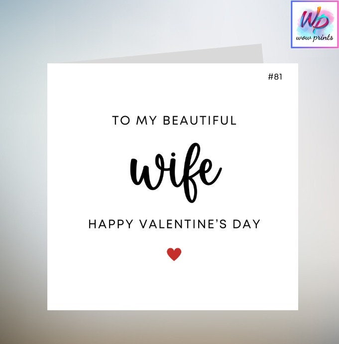 Wife Valentine’s Day card, personalised card for wife, luxury textured valentines card, happy valentines card for wifey 6x6