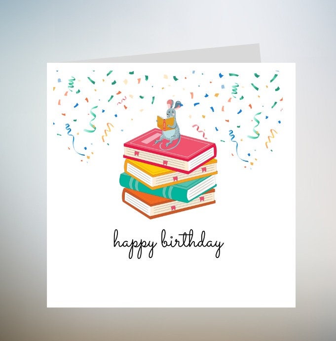 Birthday Book Card | Book lovers | Bookworm | Happy Birthday card | Happy birthday book card | Book Birthday card | card for book lovers 6x6