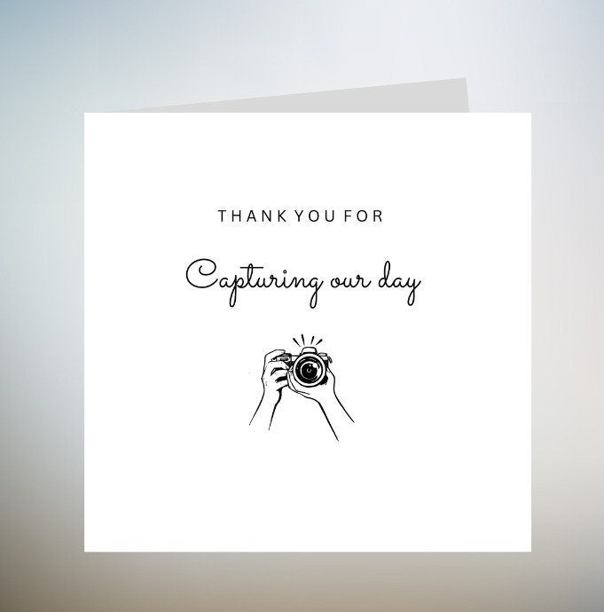 Thankyou Photographer Card, Thank You For Capturing Our Day, Card For Wedding Photographer, Wedding Videographer Thank You Card 6x6