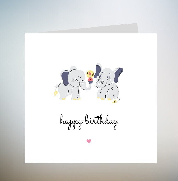 Personalised Elephant Birthday Card for animal lovers, Elephant card 6x6