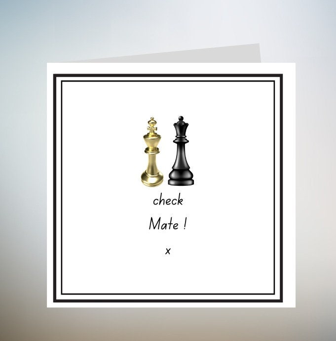 Chess Card | Checkmate | Valentines Card Anniversary Card | Love Card | Wedding Card | Gift for Chess Player 6x6