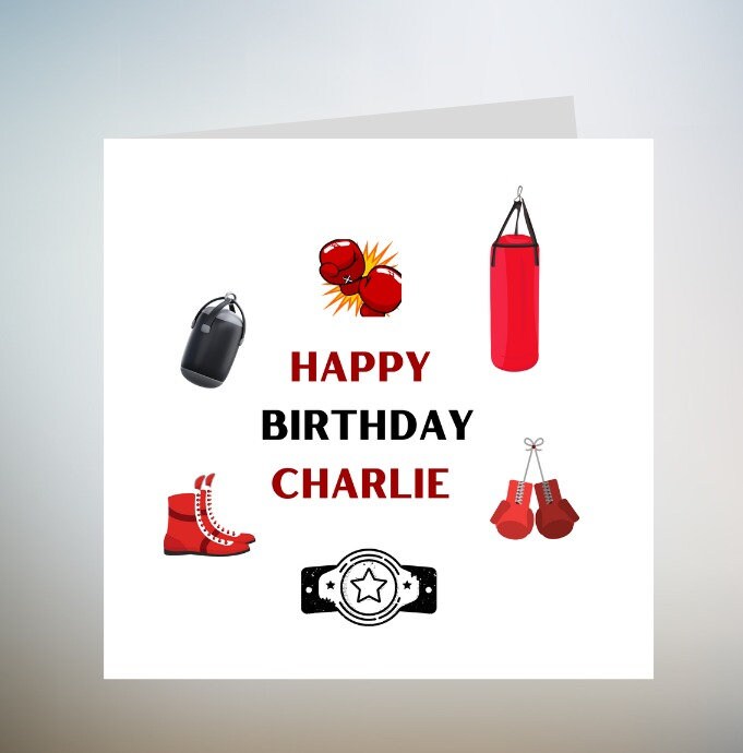 Personalised Boxer Birthday Card - Boxing Card For Son Brother Dad Uncle Grandad 6x6