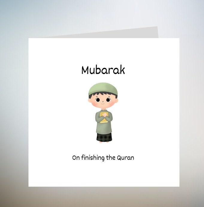 Quran Completion Greeting Card | Congratulations | Mubarak on finishing your Quran | Khatm Quran | Boy and Girl | Muslim,Quran Finishing 6x6