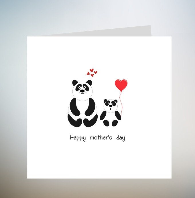 Panda Happy Mothers Day Card, Mothers Day Card, Mothers Day Card, Card For Mothers Day, Special Card For Mothers Day, Mothers Day 6x6