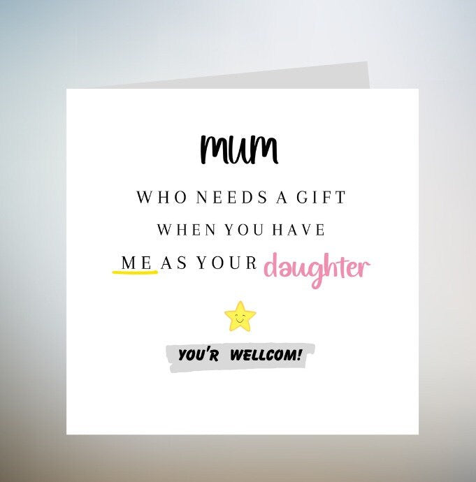 funny Mothers Day Card from daughter, Mothers Day Card, Mothers Day Card, Card For Mothers Day, Special Card For Mothers Day, Mothers  6x6