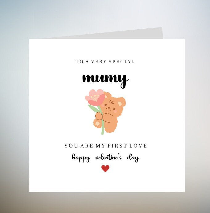 Mummy Valentines Day Card For Her, Mum Valentine Card, Mothers Valentines Card From Child, Personalised Valentines Card with Any Name 6x6