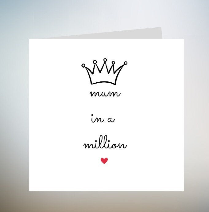 Mum in a million Mothers Day Card, Mothers Day Card, Mothers Day Card, Card For Mothers Day, Special Card For Mothers Day, Mothers Day 6x6