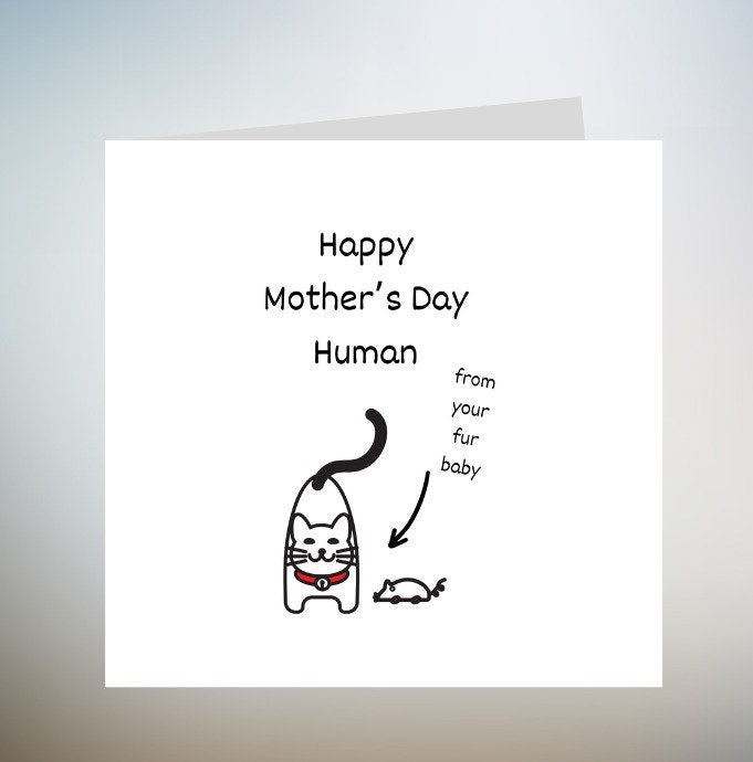 Happy Mothers Day To My Human Servant, Personalised Cat Mothers Day Card, Cat Card For Mothers Day, Funny Mothers Day Cat Card 6x6
