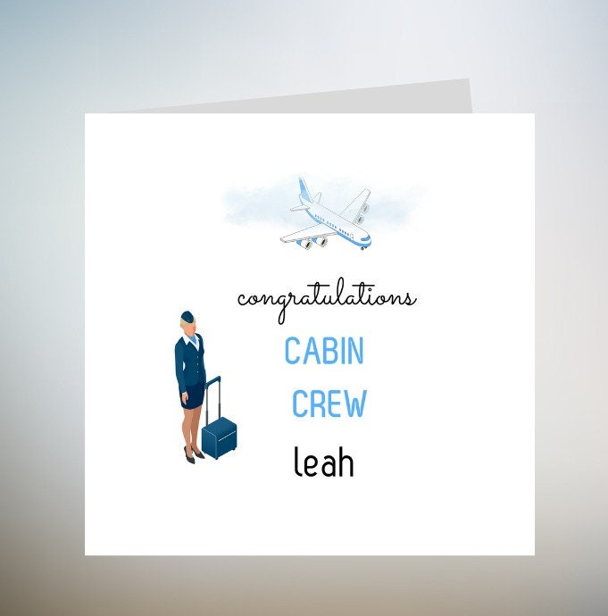 Personalised Cute Cabin Crew Congratulations on Getting Your Wings Congratulations Card- Occupation Card 6x6