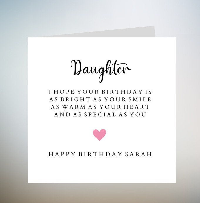 Daughter Birthday Card, Personalised Birthday Card For Daughter, Birthday Gift For Daughter, Cute Card For Daughter, Birthday Gift 6x6