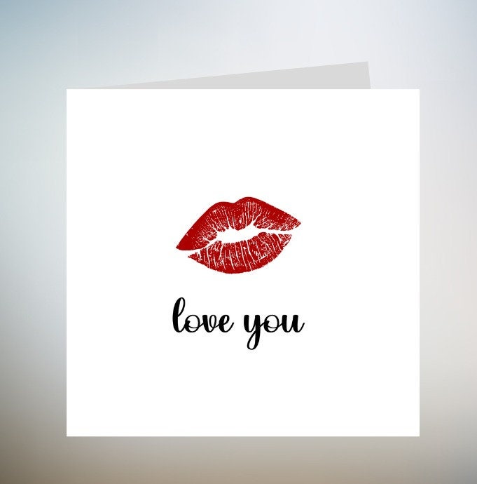 Personalised Lipstick Kiss printed- Lips Card - card for her - card for him - Card for your lover 6x6