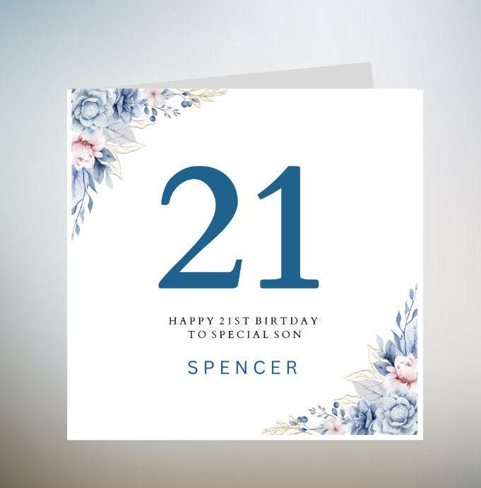 Personalised 21th Birthday Card For Son 21th Birthday Cards Son 21th Card Son 21th Birthday Gift Sons 21th Birthday Prints Happy 21th 6x6