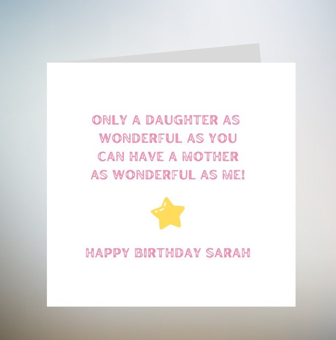 Funny Birthday Card for Daughter, Personalised Birthday Card, Best Daughter Birthday Card, Joke Card, Wonderful Daughter 6x6
