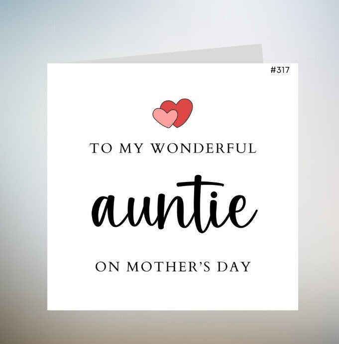 Auntie Mothers Day Card, Mother's Day Gift For Auntie, Card For Her, To My Wonderful Auntie On Mothers Day Card, Cute Mothers Day Card 6x6