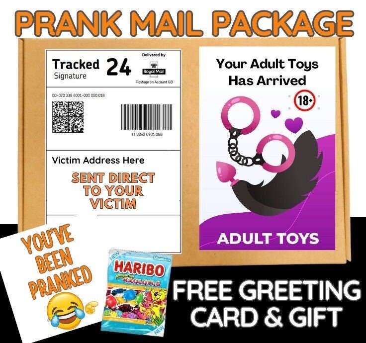 Prank Mail Package -  Adult Toy arriv  Sent Directly to Victim by Post - Adult Joke Parcel Birthday Postal Gift Funny Gag Embarrasing Humour