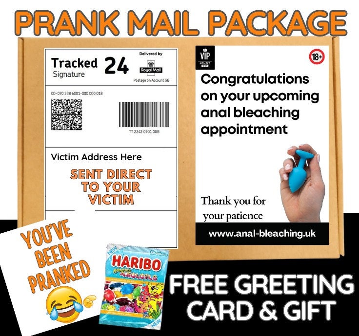 Prank Mail Package -  Anal Bleaching Appointment Sent Directly to Victim by Post - Adult Joke Parcel Birthday Postal Gift Funny Embarrasing