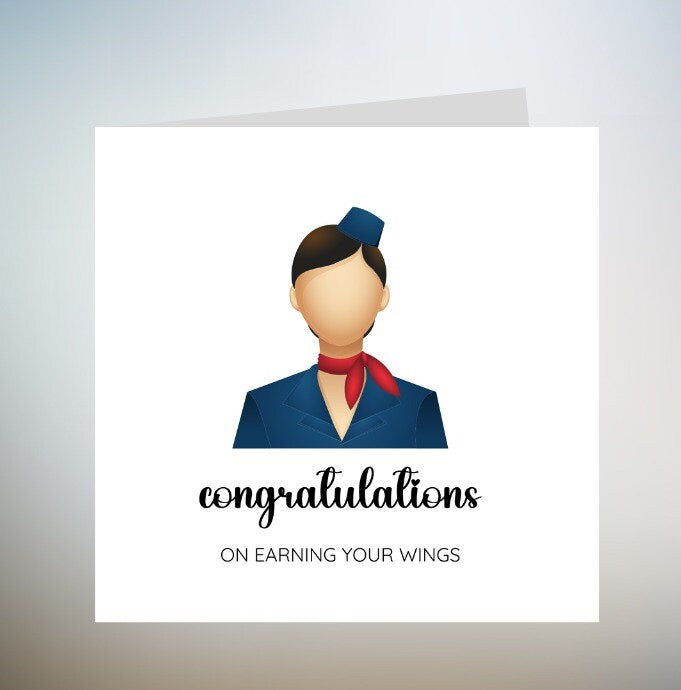 Personalised Cute Cabin Crew Congratulations on Getting Your Wings Congratulations Card- Occupation Card 6x6