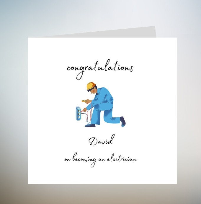 Personalised New Electrician Card - Personalised New Electrician Gifts - Newly Qualified Card - New Job Card - New Electrician Business 6x6