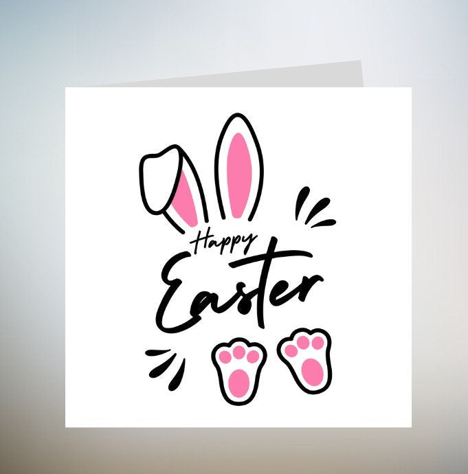 Happy Easter Card, Bunny Rabbit Easter Card, Easter 6x6