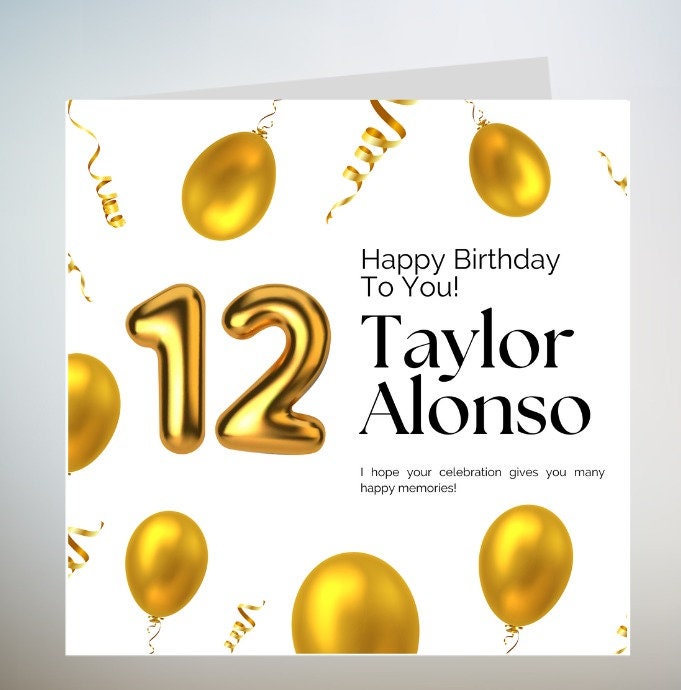 Personalised 12th Birthday Card For Her, Twelfth Birthday Card Daughter, Daughter Birthday Card For 12th Birthday, Cute 12th Birthday 6x6