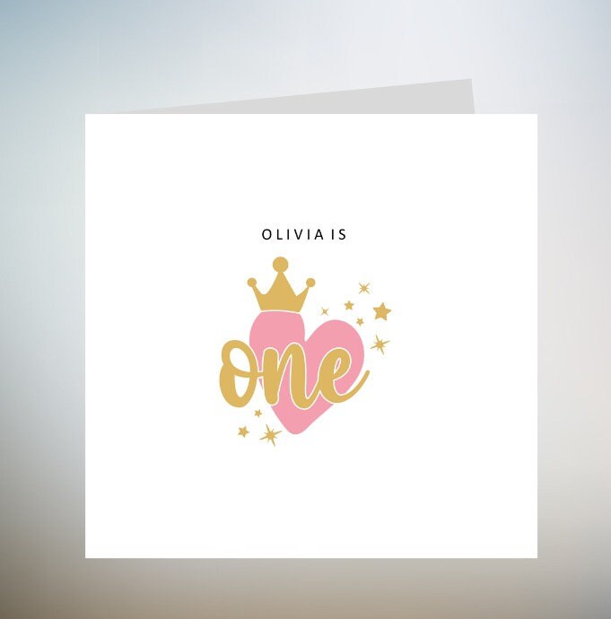 First Birthday Card Girl, Baby Girl Birthday Card, Personalised 1st Birthday Card For Daughter,Granddaughter One Birthday Card For Niece 6x6