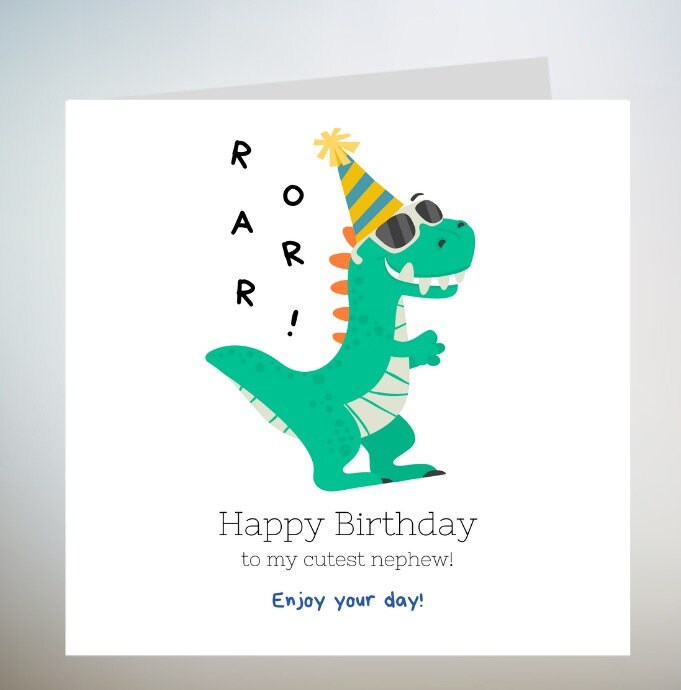 Dino Cards for Boys Birthday Card Dino Roarsome Dinosaur Card with Envelope Dino Cards 6x6