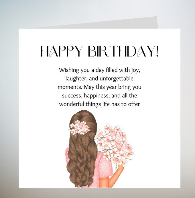 Personalised poem Birthday Card Girl Granddaughter Daughter Niece Personalised Birthday Card for Her - Birthday gift for her 6x6