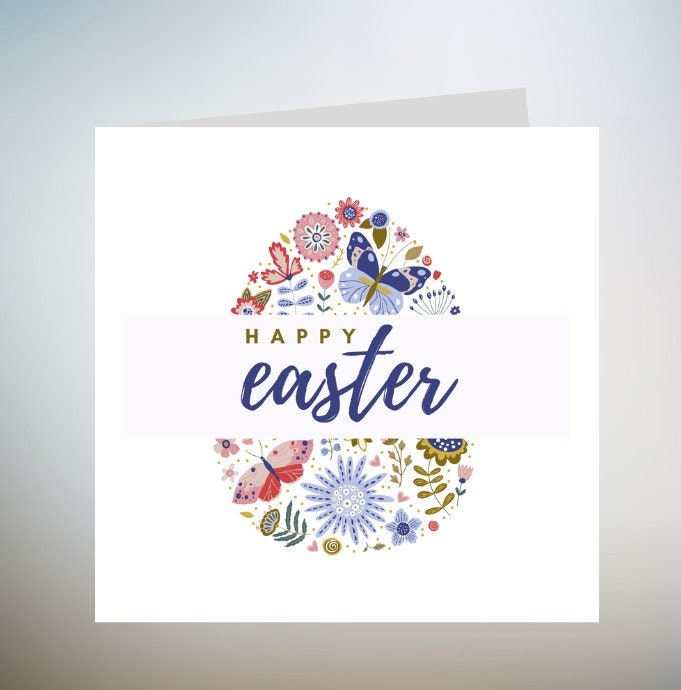 Happy Easter Card, Easter Egg, Cute Easter Card, Watercolour Easter Cards, Egg Easter Card, Colourful Easter Card 6x6