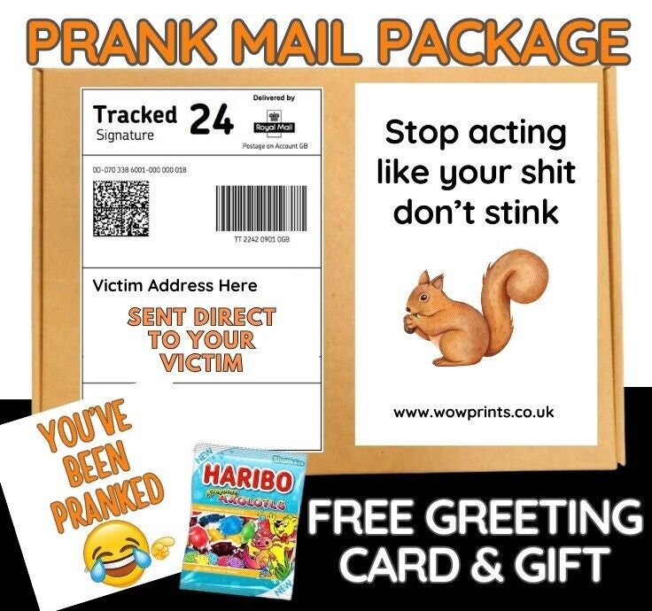 Prank FunnY Stop acting like y our Sh it don't stink Prank Package Adult Joke