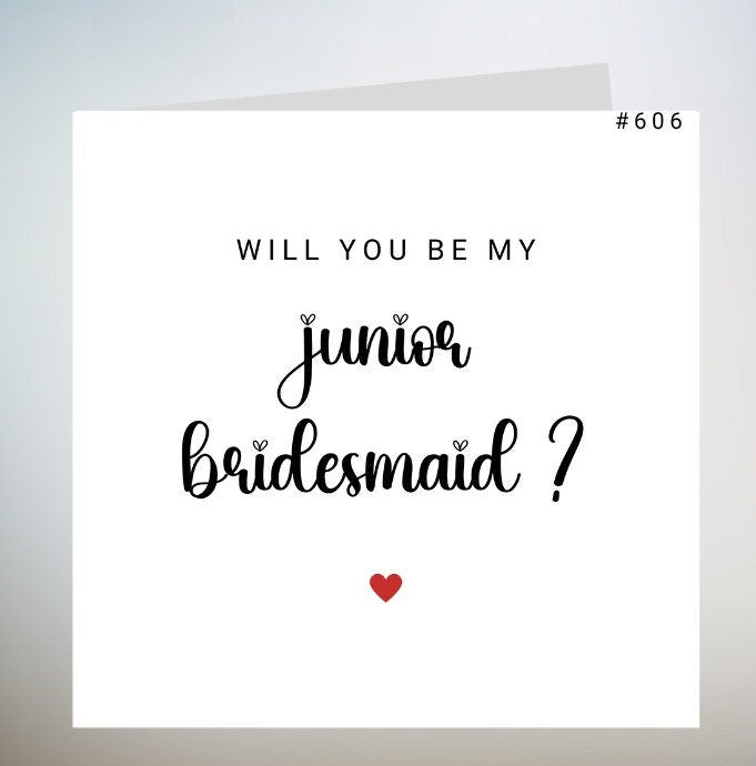 Personalised Will You Be My Junior Bridesmaid, Proposal Bridesmaid Card, Wedding, With Envelope, For Her, Bridesmaid Ask Card 6x6
