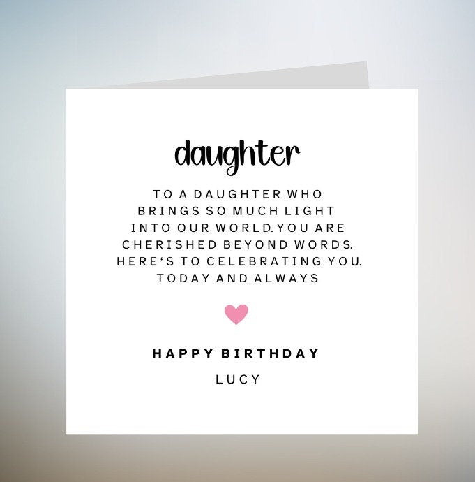 Daughter Birthday Card Poem, Amazing Daughter Gift, Special Daughter Birthday Card For Her, Wonderful Daughter Birthday Card For Girl 6x6
