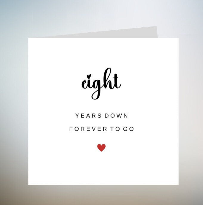Happy Eight Years Anniversary Card, Husband 8th Anniversary Card, Happy 8th Anniversary Card For Partner, Boyfriend Anniversary Card 6x6