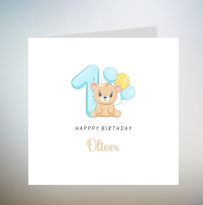 First Birthday card for a boy, 1st birthday card for a boy, personalised, dinosaur birthday card, gift,6x6