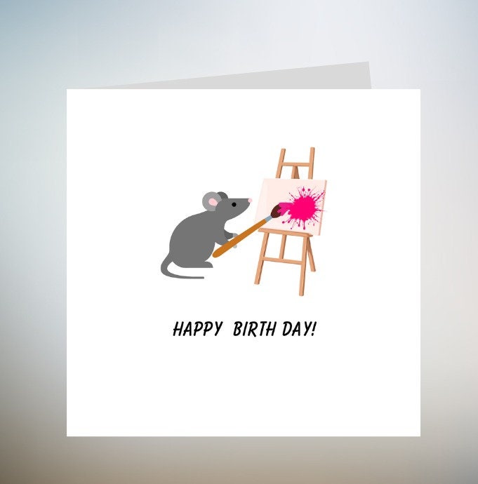 Personalised Mouse Birthday Card, Mouse Birthday Card, Card for Friend, Card for Daughter, Mouse Gifts, Mouse Card, Card for Him 6x6