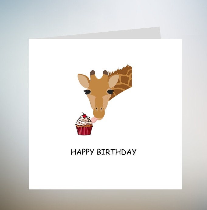Giraffe Birthday Card, Giraffe card, Birthday Cards, Birthday Card, Cute Giraffe Card, Giraffe Cards, Funny Giraffe Cards, fridge magnet 6x6