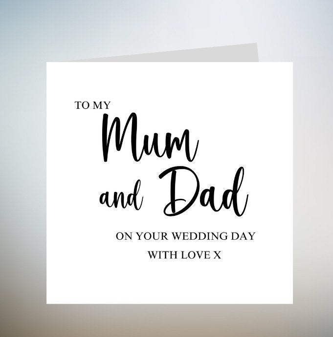Personalised mum and dad wedding day card - card for Mum & Dad - to my mum and dad on my wedding day card - 6x6 White  Card