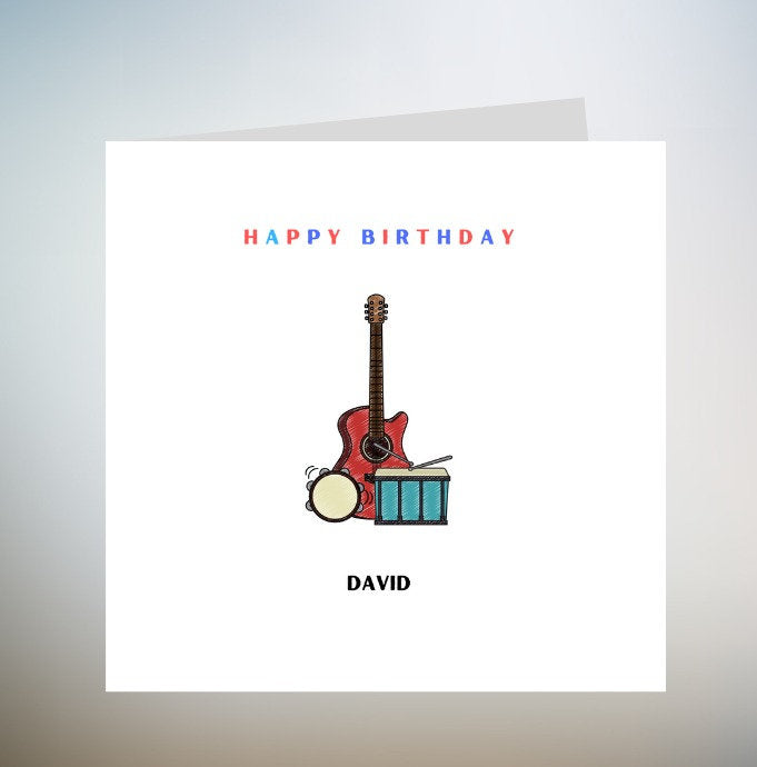 Personalised Guitar Birthday Card - Guitar Birthday Card For Son - Guitarist Grandson Birthday Card - Personalised Music Birthday Card 6x6