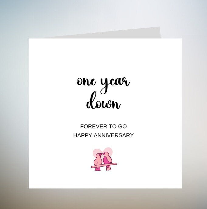 One Year Anniversary card, 1 Year, for Boyfriend, Girlfriend, Husband, Wife, Partner, Romantic Love Card, Cute Anniversary, 6x6